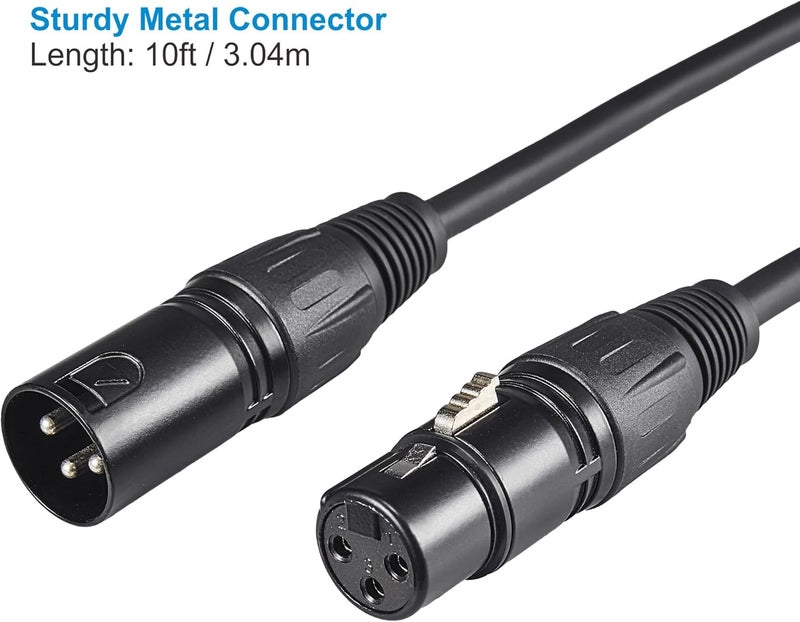 GZhumin 10ft/3.04m DMX Cable, 4 Pack, 3.04m DMX Cables, 3 Pin XLR Male to Female, Shielded, Soft PVC Sheath, Sturdy Metal Connector, Ideal for Stage & DJ Lighting - Image 4